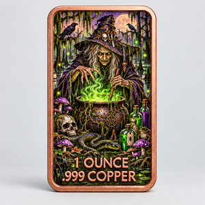 Pièce commémorative en cuivre pur de 1 oz, imprimée UV, Sorcière des <span class=keywords><strong>marais</strong></span> d'Halloween, Caldeirons de la forêt sombre, Objet de collection, Souvenir, Cadeau - Product Image 1