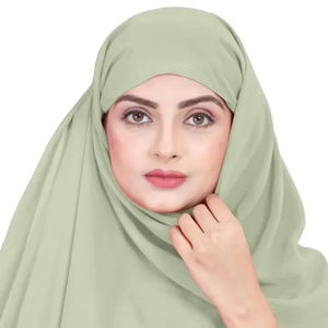 Hijab Georgette de imitación de alta calidad atemporal, ligero, duradero, moderno, suave, cosido, Dupattas para fiestas indias paquistaníes - Product Image 1