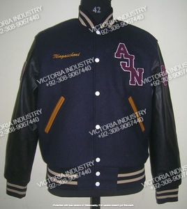 Veste universitaire unisexe personnalisée en cuir multicolore avec patchs en chenille, imperméable, fermeture éclair, manches de style lettreman, football, grande taille - Product Image 2