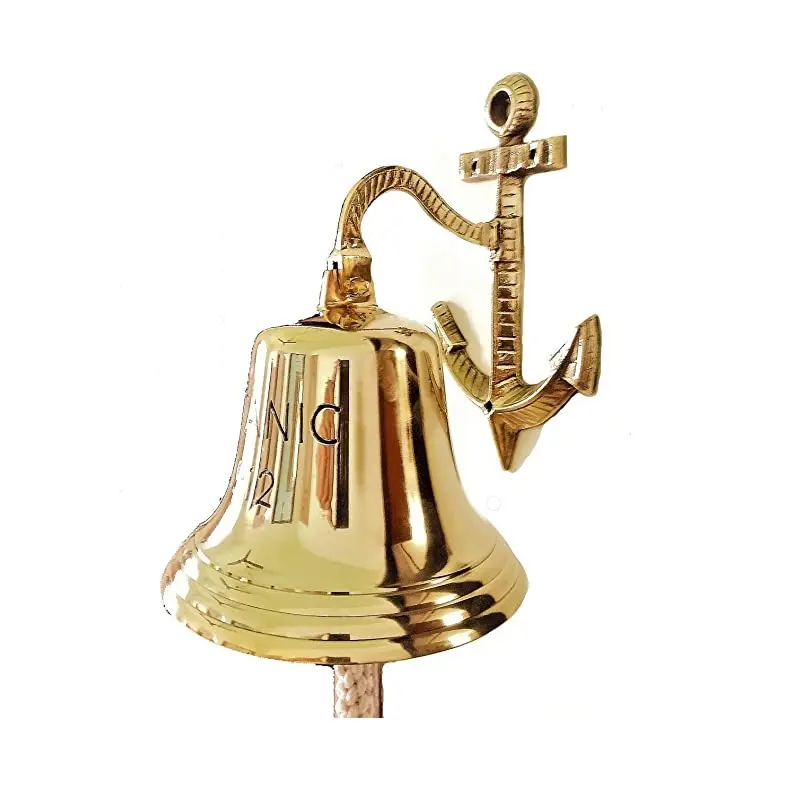 Zeit instrumente Pure Brass Hanging Bell Temple Home Decor mit Schiffs anker Wand dekoration