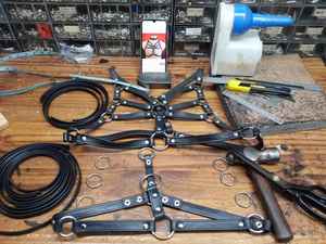 Female Unisex Upper Chest <b>Harness</b> In Soft Black Sewn Leather Accessory LWH-0056 - Product Image 4