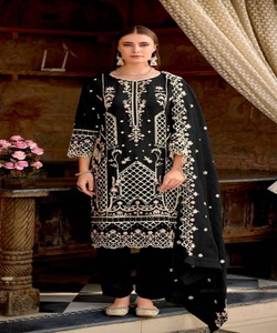 Salwar Kameez Pakistaní Bordado para Mujer, Tela de Organza de Algodón Blanco, Cintura Natural, Conjunto Casual con Dupatta, Vestido de Noche Modesto - Product Image 5