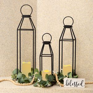 Lanterne en métal avec revêtement en poudre, cadre en fer, lanterne en verre, lanterne résistante à la rouille, lanterne en métal faite à la main, lanterne contemporaine - Product Image 6