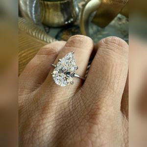 Anillo de Diamante de Laboratorio con Corte Pera Certificado por IGI, 3.25 CT, Claridad VVS1, para Compromiso o Propuesta, Precio de Fábrica al por Mayor - Product Image 3