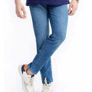 Trendy Pants <b>Men</b> <b>Jean</b> Pants Cotton Breathable Washed Straight Solid Color Denim Pants Elastic <b>Waist</b> Custom <b>Jeans</b> OEM Serviced - Product Image 1