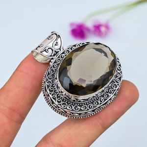 Smoky <b>Topaz</b> Pendant 925 Sterling Silver Handmade Jewelry Gemstone <b>Necklace</b> Best Friend Gifts - Product Image 4