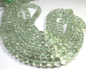 Natural <b>Green</b> Amethyst Rondelle Faceted Cut Beads 7-10mm Top Grade 200 Carat on 16" Strand Loose Gemstones - Product Image 5