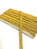 Bordure de couture tressée dorée en crochet 19,5 mm avec perles à sequins, dentelle écologique soluble dans l'eau, moderne et lavable pour écharpes, chaussures et sacs