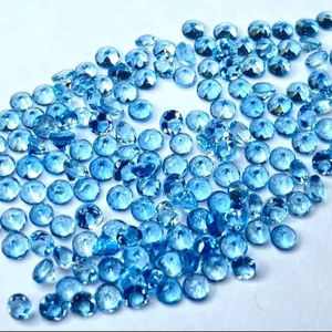 Topacio Azul Suizo 100% Natural, Corte Redondo, 4 mm, Facetado, Piedra Suelta, Gema Azul Cielo, Regalo para Ella, Tamaños Disponibles - Product Image 1