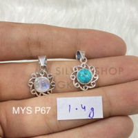 Pendentifs et breloques raffinés en argent sterling 925 avec pierres précieuses turquoises et pierres de lune anciennes, taille ronde, cadeau pour femme, vente en gros