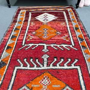 Tapis turc 3x12,5 pi (92x382 cm), motif plantes et arbres rouges, style vintage - Product Image 3