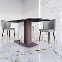Table à manger rectangulaire contemporaine en marbre Bordeaux 6 places – Design stable pour mobilier de maison