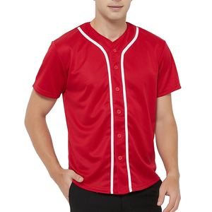 <b>High</b> Grade Unisex Short Sleeve Printed Baseball Jersey Team Wear Best Design Comfortable Breathable 100% Polyester V-neck Made - Product Image 3