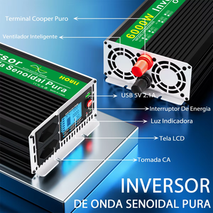 Inversor HOULI de 3000W para Sistemas Aislados de la Red, 12V 24V 220V, Ondas Senoidales, Potencia Nominal de 1500W, Inversor de 220V con Enchufe Brasileño - Product Image 4