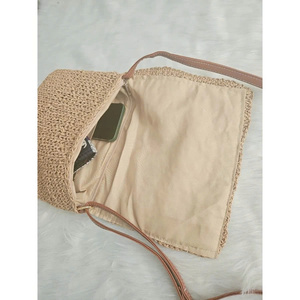 กระเป๋าฟางคาดลำตัว6แผงถักลายดอกไม้ปรับสายได้สไตล์วินเทจ - Product Image 3