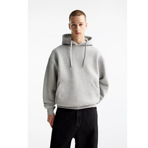 เสื้อฮู้ดดี้ผู้ชายทรงปกติ ไหล่ตก แบบเรียบง่าย สไตล์สตรีทแวร์ ผ้าหนา 100% ผ้าฝ้าย สำหรับฤดูหนาว สไตล์วินเทจ - Product Image 1