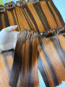 Vente en gros perruque de faisceaux de cheveux vietnamiens lisses perruque suisse fermeture à double tirage vierge brute HD perruque de piano teintée en dentelle brun orange - Product Image 5