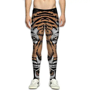 Leggings de sport de compression pour hommes à taille haute pour la musculation et la course à pied avec logo sur la taille - Product Image 2