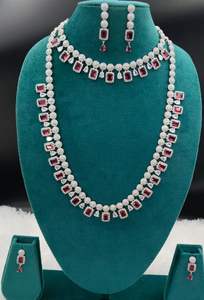 Lujo CZ Zirconia diamante corto y largo ambos collar con pendientes diamante aspecto joyería conjunto para regalo de boda fiesta elegante - Product Image 6