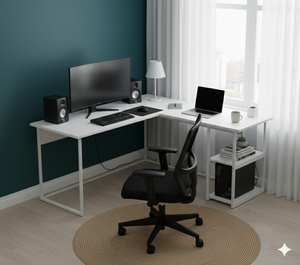 Bureau d'ordinateur modulaire avec support pour ordinateur portable, plateau en bois, structure métallique, style européen, pour bureau à domicile, étude, poste de travail PC, vente en gros OEM - Product Image 3