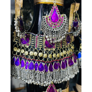 ชุดสร้อยคอและต่างหูสไตล์วินเทจสำหรับผู้หญิงงานปาร์ตี้ Afghani kuchi สำหรับผู้ใหญ่ - Product Image 4