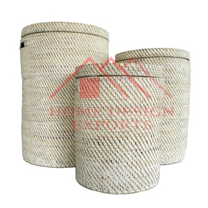 Cesta de ropa de diseño de ratán de dos tonos naturales para decoración del hogar último diseño cesta de ratán para organizador de ropa superventas - Product Image 5