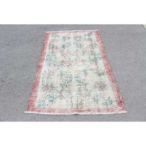 Tapis turc 3,7x5,9 pieds, tapis d'appoint vintage, tapis ombré rouge et bleu - Product Image 1