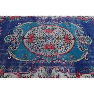 Tapis turc vintage surdimensionné en laine rouge 7x11 pieds, design patchwork écologique avec envers en latex - Product Image 4