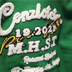 Venta al por mayor de chaqueta de alta calidad personalizada Varsity Chenille bordado mangas de cuero personalizado béisbol Letterman chaqueta - Product Image 2