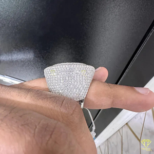 แหวนฮิปฮอปประดับเพชรสีขาวชุบทองสำหรับผู้ชายทำน้ำแข็งเต็มรูปแบบประดับเพชร VVS แท้สำหรับผู้ชาย - Product Image 3