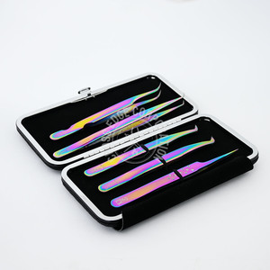 Private Label Stainless Micro-Grip Fiber Tip Tweezers 45 75 90 Degree L-Shape Eyelash Extension Tweezers Volume Lash Extensions - Product Image 2