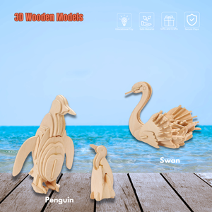 Jothers Educatieve Diy Houten Oceaandier 3d Puzzelkit 51 ~ 100 Stukjes Kinderen Leren 3 Sterren Moeilijkheidsgraad Tuin Zee - Product Image 6