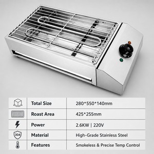 Commercial <b>Electric</b> Smokeless <b>BBQ</b> Grill 2.6kW Countertop for Restaurant Equipment Dealer Export Wholesale - Product Image 2