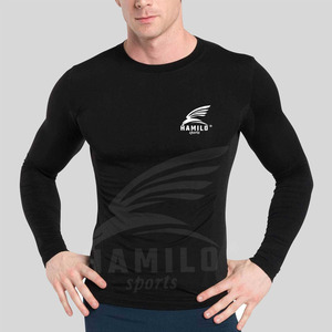 Camiseta de Compresión para Hombre 2024 con Logotipo Personalizado, de Alta Calidad, Transpirable, Tejida, Lisa, Casual, con Cuello Redondo y Manga Larga - Product Image 5