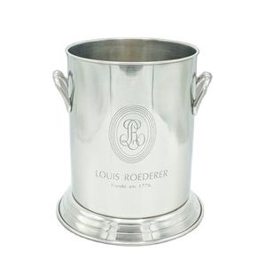 Cubo de hielo de champán de alta calidad con mango de alambre y logotipo personalizado aceptado enfriador de cerveza enfriador de vino de Metal con acabado plateado - Product Image 1