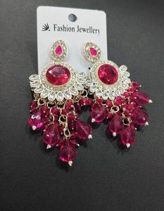 Boucles d'oreilles à la mode goutte d'eau cloche Jhumka indien Kundan traditionnel pour dames ensemble de boucles d'oreilles pour les femmes - Product Image 3