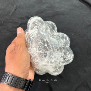 Bol en cristal de quartz clair à motif floral en gros, artisanat en cristal naturel poli, sculpture, bol en pierre précieuse de guérison pour la décoration de la maison - Product Image 5