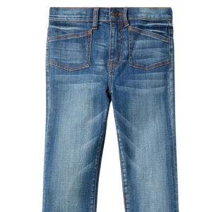 Jeans de Tiro Alto con Corte de Campana, Mezclilla Elástica Azul, Corte Ajustado, Estilo de 5 Bolsillos, Estilo Western, Jeans de Mujer Cómodos y Elegantes - Product Image 6