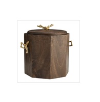 Seau à glace en bois extra large taille personnalisée pour les articles de bar d'hôtel bon prix seau à glace en bois naturel table double paroi étaient