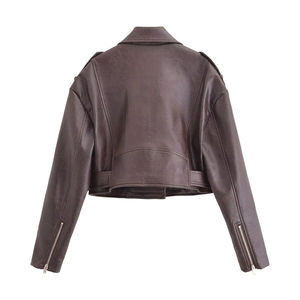 Chaqueta de Cuero de Motociclismo Vintage para Hombre, Cortavientos, Talla Grande, Impermeable, Acolchada, Manga Larga, Alta Calidad - Product Image 2