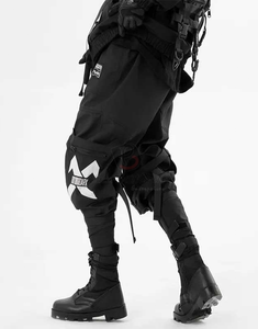 Pantalones cargo de cintura alta para hombre al por mayor 2024, monos tácticos Harajuku multibolsillos con botones, mono informal de Hip Hop para hombre con encaje - Product Image 1