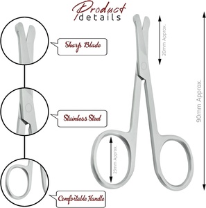 กรรไกรตัดเล็บสแตนเลสขนาดเล็ก4.5นิ้วเพื่อความปลอดภัยสำหรับการตัดขนบนใบหน้ากรรไกรแต่งคิ้วขนตา - Product Image 3