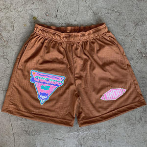 Short d'entraînement de basket-ball en maille de 5 pouces pour hommes, équipement de course à pied à séchage rapide, Streetwear anti-rides, impression DTG solide - Product Image 1