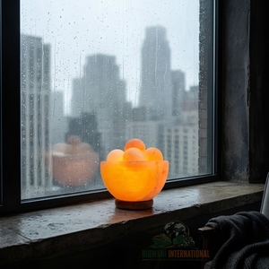 Lampe de table à intensité variable en sel rose de l'Himalaya naturel, écoresponsable, faite à la main, avec boules de massage, pour la relaxation - Product Image 3