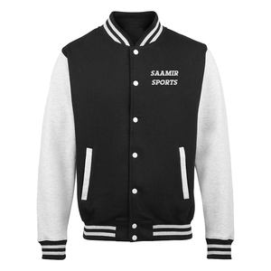 Veste Letterman pour hommes de haute qualité solide noir hiver laine matériel coupe confortable col montant manches en cuir personnalisable - Product Image 2