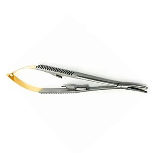 Castroviejo 14cm Instrument de microchirurgie Porte-aiguille incurvé réutilisable avec embouts ronds Source d'alimentation manuelle Instruments chirurgicaux - Product Image 5