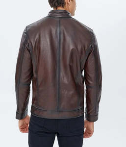 เสื้อแจ็คเก็ตมอเตอร์ไซค์ผู้ชายคุณภาพสูง หนังแกะ PU คอตั้ง ซิป แบบลำลองสำหรับฤดูหนาว  ขนาดสั่งทำได้  สีพื้น  ไม่ผ่านกระบวนการย้อมสี - Product Image 5