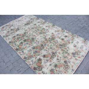 Alfombra Turca Vintage Grande de 4.8x8.5 pies, Alfombra de Lana Blanca y Roja de Estilo Suroeste - Product Image 2