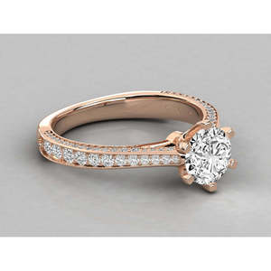 Anillo Solitario de Oro de 10K con Diamante Brillante Cultivado en Laboratorio - Product Image 1