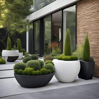 Pot de fleurs en fibre de verre extra large, durable, écologique, de haute qualité, avec trou de drainage, finition rustique, vente en gros pour la maison